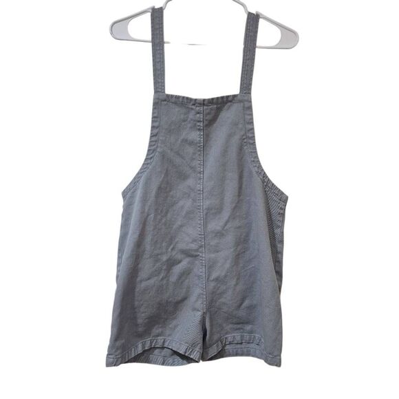 Wish List Women's Oversized Soldier Blue Washed Cotton Overall Romper Shorts w A - Picture 7 of 10